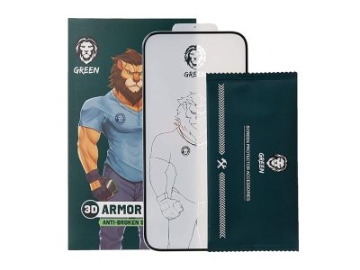 محافظ صفحه نمایش شیشه ای آیفون 12 پرو مکس گرین Green iphone 12 Pro Max 3D Armor Edge Glass