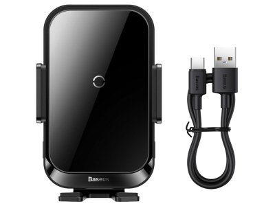 هولدر موبایل خودرو و شارژر وایرلس 15 وات بیسوس Baseus Halo Electric Wireless Charging Car Mount SUDD000001