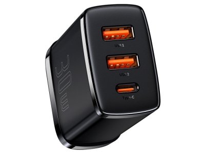 شارژر دیواری فست شارژ یواس‌بی و تایپ‌سی 30 وات بیسوس Baseus Compact Fast Charger CCXJ030101