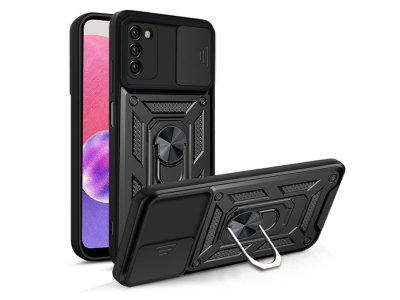 قاب محافظ لنز و حلقه دار سامسونگ Samsung Galaxy A02S Slide Camera & Ring Holder Stand Case