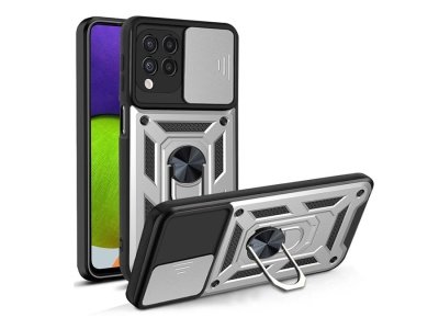 قاب محافظ لنز و حلقه دار سامسونگ Samsung Galaxy A22 4G Slide Camera & Ring Holder Stand Case