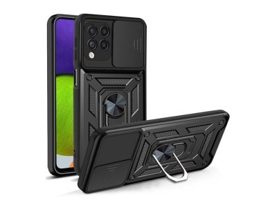 قاب محافظ لنز و حلقه دار سامسونگ Samsung Galaxy A22 4G Slide Camera & Ring Holder Stand Case