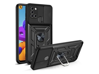 قاب محافظ لنز و حلقه دار سامسونگ Samsung Galaxy A21S Slide Camera & Ring Holder Stand Case
