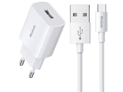 شارژر مسافرتی فست یواس‌بی 10 وات به همراه کابل میکرو مک‌دودو MCDODO CH-6632 Fast Charge 2.1A
