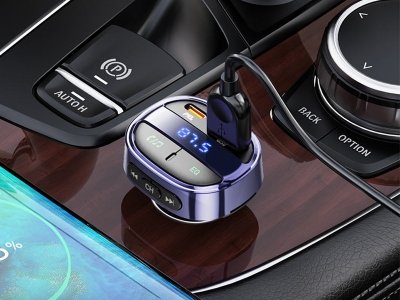 شارژر فندکی فست شارژ ماشین و گیرنده بلوتوثی هوکو E70