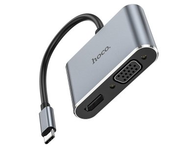 مبدل تایپ سی چهار پورت هوکو Hoco Converter HB30 Eco Type-C to HDMI + VGA + USB3.0 + PD