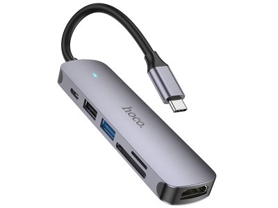 هاب تایپ سی 6 پورت هوکو  Hoco Type-C hub HB28 HDTV + PD + USB3.0 + USB2.0 + SD + TF