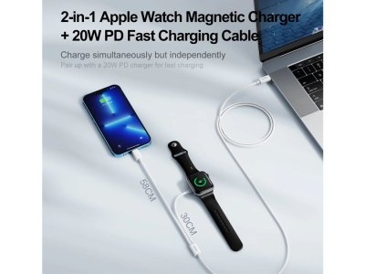 شارژر مغناطیسی اپل واچ دوکاره جویروم JOYROOM  S-IW005 Iwatch Magnetic wireless charger/lightning cable