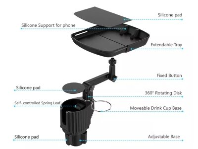 هولدر لیوانی به همراه سینی خوراکی خودرو car cup holder C006 with tray for car cup food tray with attachable tray