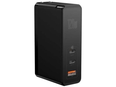 شارژر دیواری سوپر فست شارژ 120 وات بیسوس Baseus  2 Type-C / USB-C + USB Ports CCGAN-K01