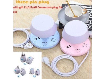 چراغ رومیزی هوشمند دارای سه سوکت و دو پورت یو اس بی Multifunctional USB Desk Lamp by remote control