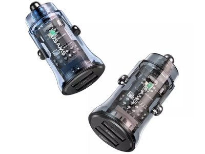 شارژر فندکی فست شارژ ماشین یو‌اس‌بی طرح شفاف یوسامز US-CC162 C31