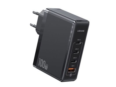 شارژر دیواری تایپ سی و یو اس بی 100 وات فست‌شارژ یوسامز USAMS US-CC163 100W 4-Ports GaN Fast Charger (EU)