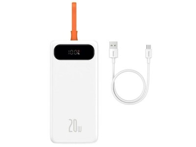 پاوربانک شارژر سریع 20000 تایپ سی و یو اس بی همراه با کابل لایتنینگ بیسوس Baseus Power Bank 20W PPLK000002