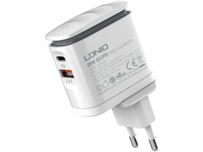 شارژر دیواری 25 وات به همراه کابل لایتنینگ به تایپ سی الدنیو LDNIO Home Charger A2423C LED Lamp