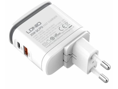 شارژر دیواری 25 وات به همراه کابل لایتنینگ به تایپ سی الدنیو LDNIO Home Charger A2423C LED Lamp