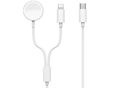 کابل شارژ دو سر تایپ سی به لایتنینگ 20 وات و شارژر بی سیم اپل واچ ویوو WiWU Wireless Charger Watch And Phone/Ipad M10