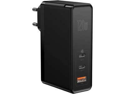 شارژر دیواری سوپر فست شارژ تایپ سی و یو اس بی 120 واتی همراه با کابل بیسوس Baseus GaN2 Pro Quick Charger C+C+A 120W CCGAN-J01 EU