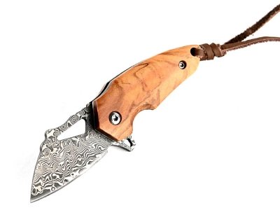 چاقو آنباکسینگ تاشو فولادی با دسته چوبی steel sharp pocket knife portable knife