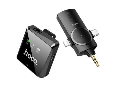میکروفون بی سیم یقه ای تایپ‌سی،لایتنینگ و جک 3.5 هوکو hoco S31 Stream wireless microphone with 3-in-1 receiver