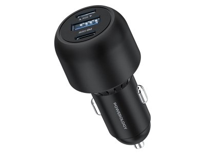 شارژر فندکی  130 وات همراه با کابل دو سر تایپ سی 90 سانتی متری پاورولوژی Powerology Ultra Quick Car Charger PCCSR007-C