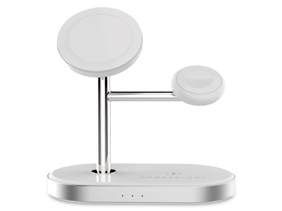 شارژر وایرلس و هولدر موبایل رومیزی پاورولوژی Powerology 3 in 1 MFi Charging Dock P31MFCHWH