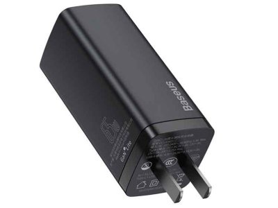 شارژر دیواری فست شارژ دو پورت تایپ سی 65 وات بیسوس Baseus GaN2 Lite US adapter CCGAN2L-F01
