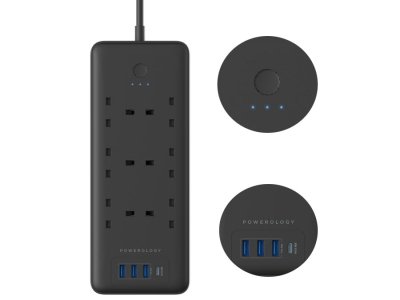 چند راهی برق هوشمند 6 سوکت، 3 یواس بی و 1 تایپ سی پاورولوژی Powerology Smart Multiport Socket UK PSMSUPD