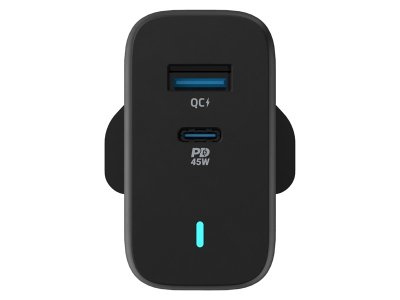 شارژر دیواری فست شارژ تایپ سی و یو اس بی 63 وات پاورولوژی Powerology Ultra-Quick Charging Adapter PWCUQC004