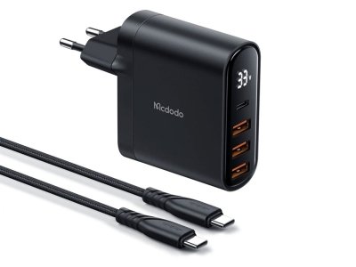 شارژر دیواری تایپ سی و یو اس بی 33 وات به‌همراه کابل دو سر تایپ سی 1.2 متری  مک‌دودو MCDODO CH-2252 33W Fast Wall Charger