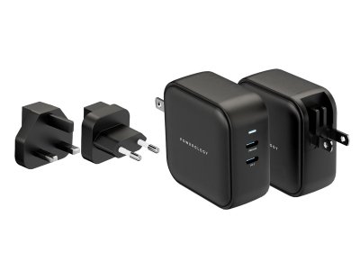 شارژر دیواری تایپ سی 65 وات پاورولوژی Powerology Dual Port World Travel Kit Charging Adapter PWCUQC007-BK