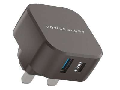 شارژر دیواری تایپ سی و یو اس بی 30 وات پاورولوژی Powerology 30W ULTRA Compact Quick Charger PWCUQC002