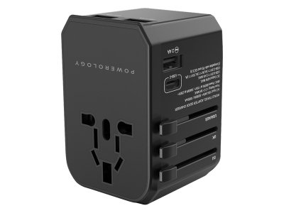 چند راهی و تبدیل 1 تایپ سی و 3 یو اس بی و 1 سوکت برق 45 وات پاورولوژی Powerology P45PDUTVBK