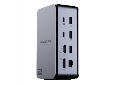 هاب تایپ سی 15 پورت پاورولوژی Powerology 15 in 1 Dual Dock Station PW15IN1DS-GY