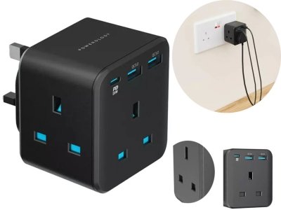 چندراهی برق و شارژر دیواری یو اس بی پاورولوژی Powerology 3 Outlet Wall Socket with Fast Charging USB PWCUQC003
