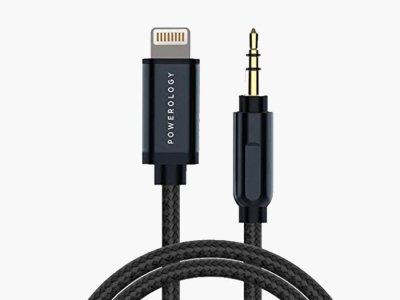 کابل لایتنینگ به آی یو ایکس 1.2 متری پاورولوژی Powerology Braided Audio Lightning to 3.5mm AUX Cable 1.2m