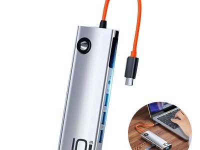 هاب تایپ سی  10پورت راک ROCK TR30-Hub type C 10 port