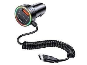 شارژر فندکی فست شارژ ماشین تایپ سی و کابل تایپ سی 60 وات یوسامز US-CC167 C33