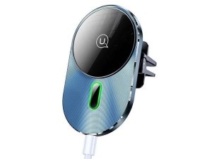 هولدر موبایل مگنتی و شارژر بی سیم داخل خودرو یوسامز Usams US-CD170 15W Magnetic Car Wireless Charger Phone Holder
