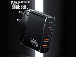 شارژر دیواری فست 100 وات یوسامز  Usams US-CC145 T44 100W 4 ports gan fast 2a+2c charger (EU)