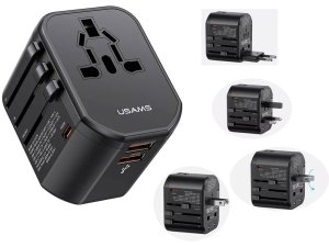 شارژر مسافرتی و تبدیل برق دو یواس‌بی، یک تایپ‌سی و یک سوکت برق 20 وات یوسامز USAMS US-CC179 T59