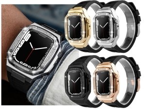 بند پلاستیکی اپل واچ 45 میلی‌متری کوتتسی Coteetci W81 AP Diamond+316L+Rubber Set Strap 22012 (45mm)