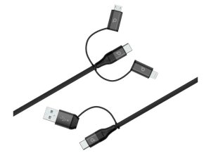 کابل شارژ چند سر 1.2 متر 2.4 آمپر پورودو Porodo All in One Aluminum Braided Cable PD-LCMUBR 1.2M