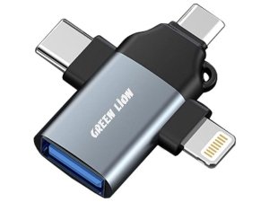 مبدل او تی جی سه کاره تایپ سی، لایتنینگ و میکرو به یو اس بی به یو اس بی گرین لاین Green Lion 3 In 1 GN3IN1 OTG
