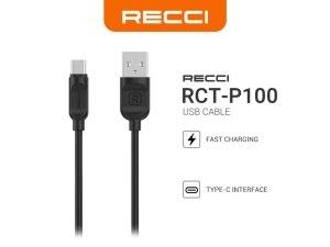 کابل شارژ و انتقال داده تایپ سی 1 متری رسی Recci 2.4A Type-C 100 cm RCT-P100