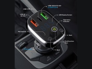 شارژر فندکی فست شارژ ماشین و پخش کننده بلوتوث 36 وات الدینیو QC4