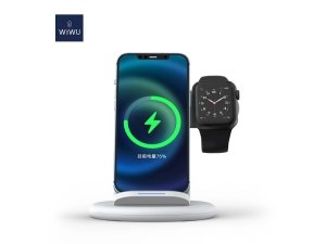 شارژر وایرلس و استند رومیزی سه کاره آیفون 15 وات ویوو WIWU POWER AIR 18W 3 IN 1 WIRELESS CHARGER PA18W3IN1WC