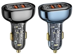 شارژر فندکی فست شارژ ماشین تایپ سی 80 وات طرح شفاف یوسامز US-CC159