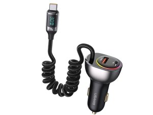 شارژر فندکی فست شارژ ماشین تایپ سی 60 وات دارای کابل تایپ سی 30 وات یوسامز US-CC192 C37