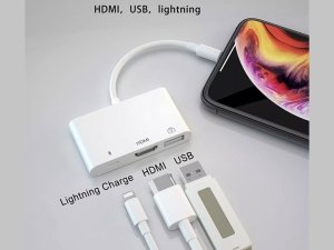 مبدل لایتنینگ به لایتنینگ، اچ دی ام آی و یو اس بی کوتتسی Coteetci Lightning To HDMI 3in1 OTG 33007